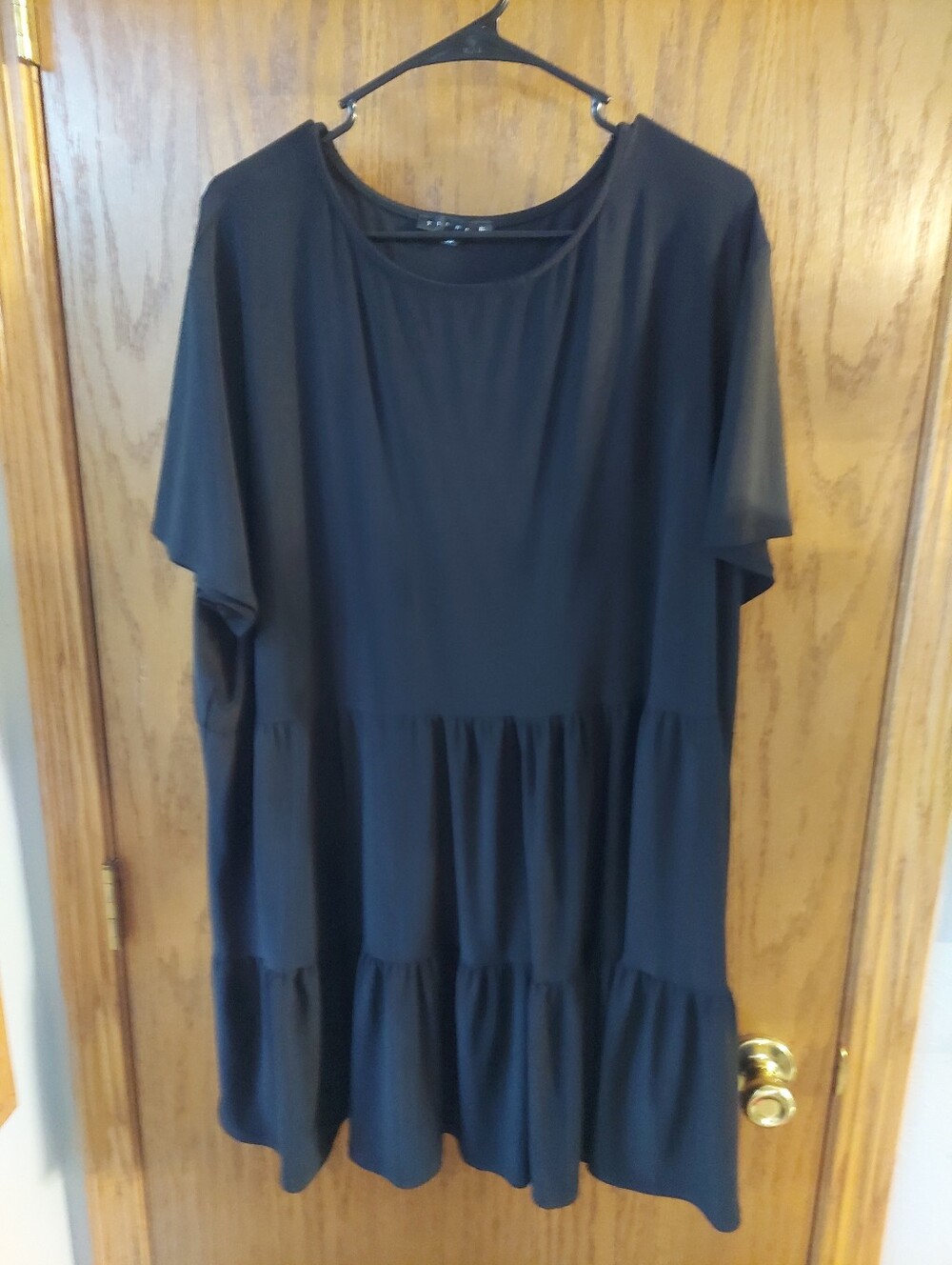 Tiana B. Black Tiered Babydoll Shift Dress Short Sleeve Plus Size 3X Made in USA